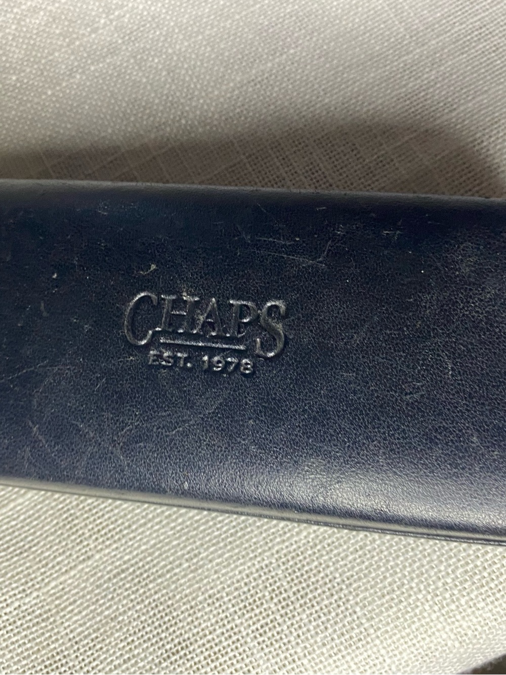 Chaps Men's Dark Black eyeglasses case with Embossed Logo